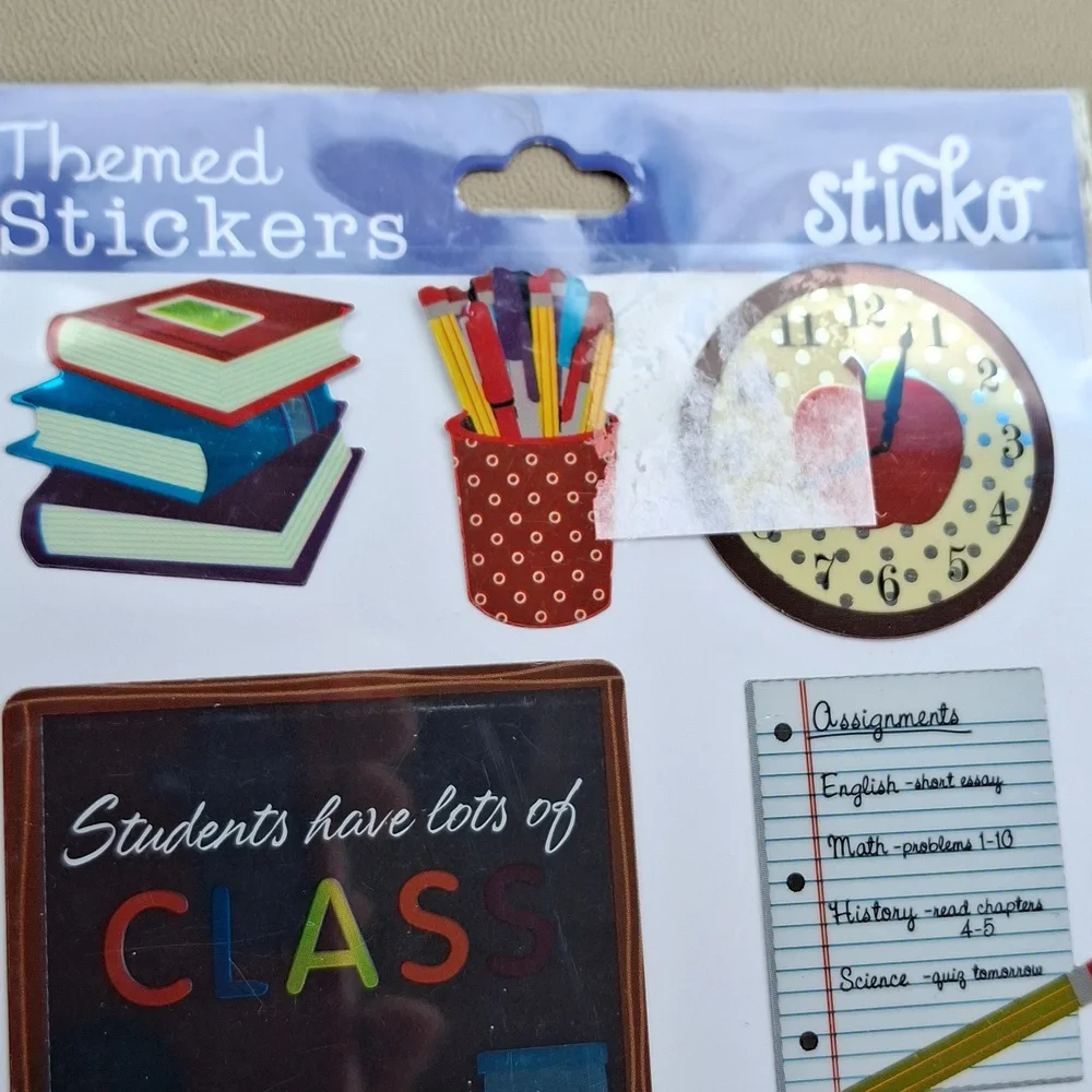 School Classroom Sticker Sheet - Colorful School Icons